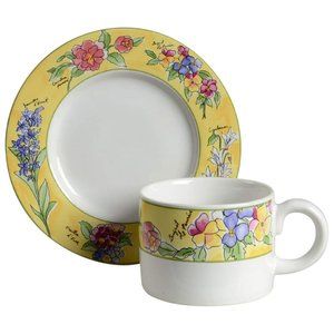 Sakura Creme Brulee Cup & Saucer by Sue Zipkin 2 sets of 2 Excellent  Condition